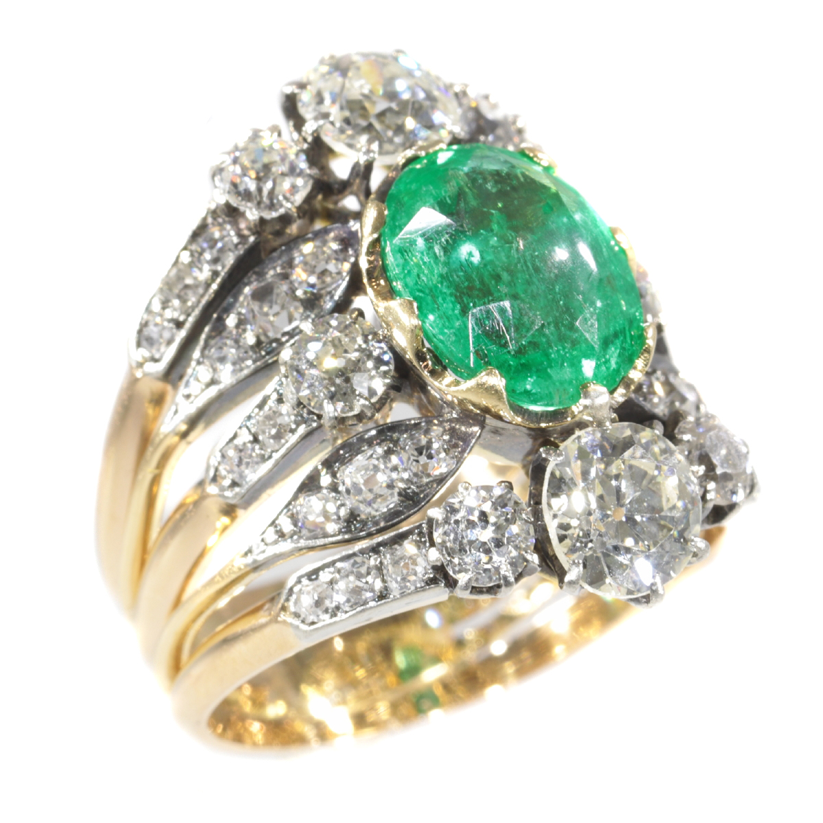 Victorian antique ring with diamonds and emerald (image 9 of 20)